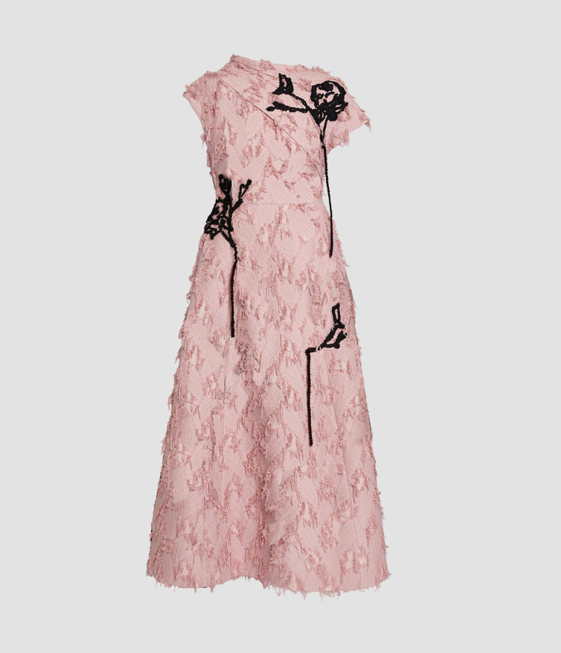 Erdem EMBROIDERED FIL COUPÉ JACQUARD ASYMMETRIC MIDI DRESS outlook