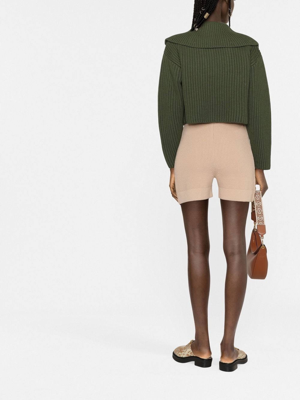 ribbed-knit high-waisted shorts - 4