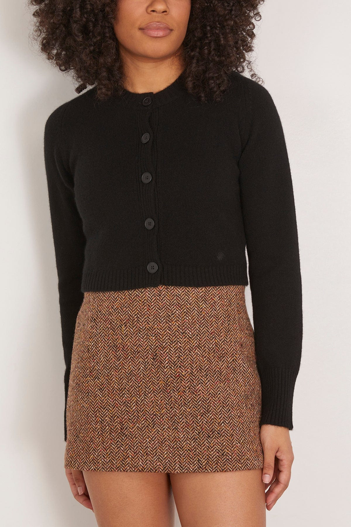 Zephir Cropped Cardigan in Black - 3