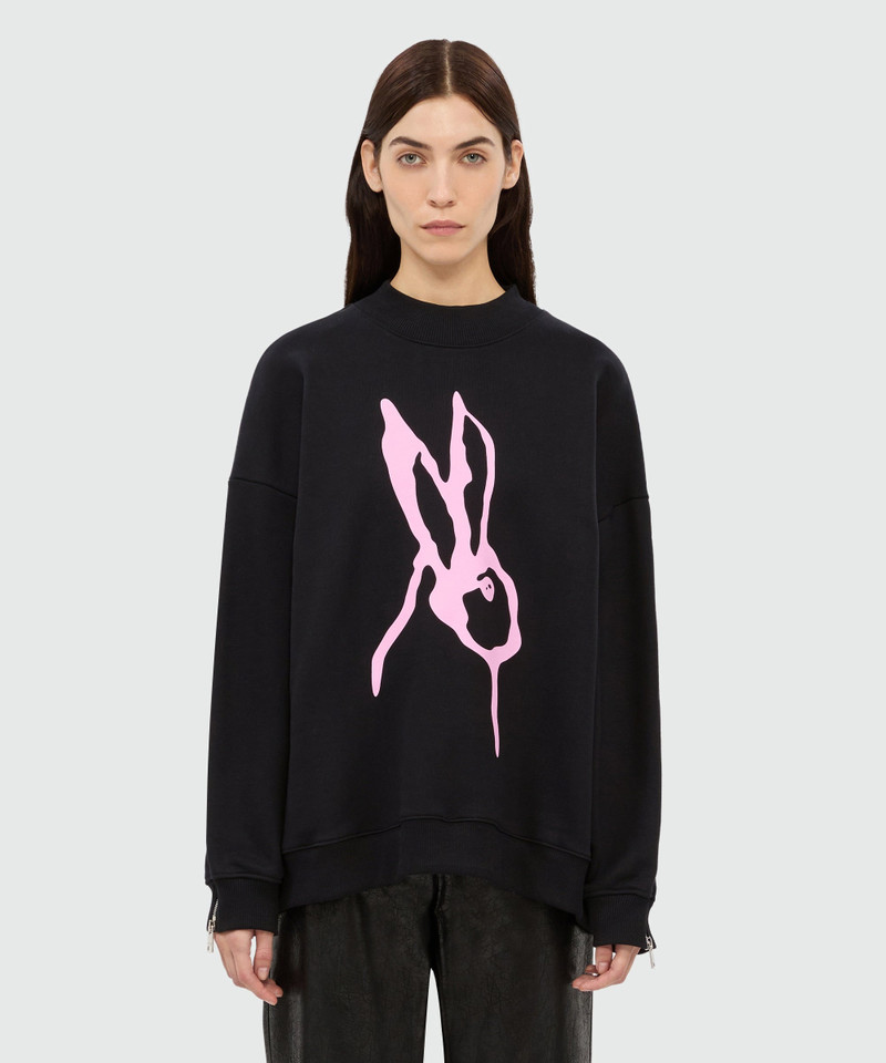 MSGM Black jersey sweatshirt with "Sketched Bunny" print outlook