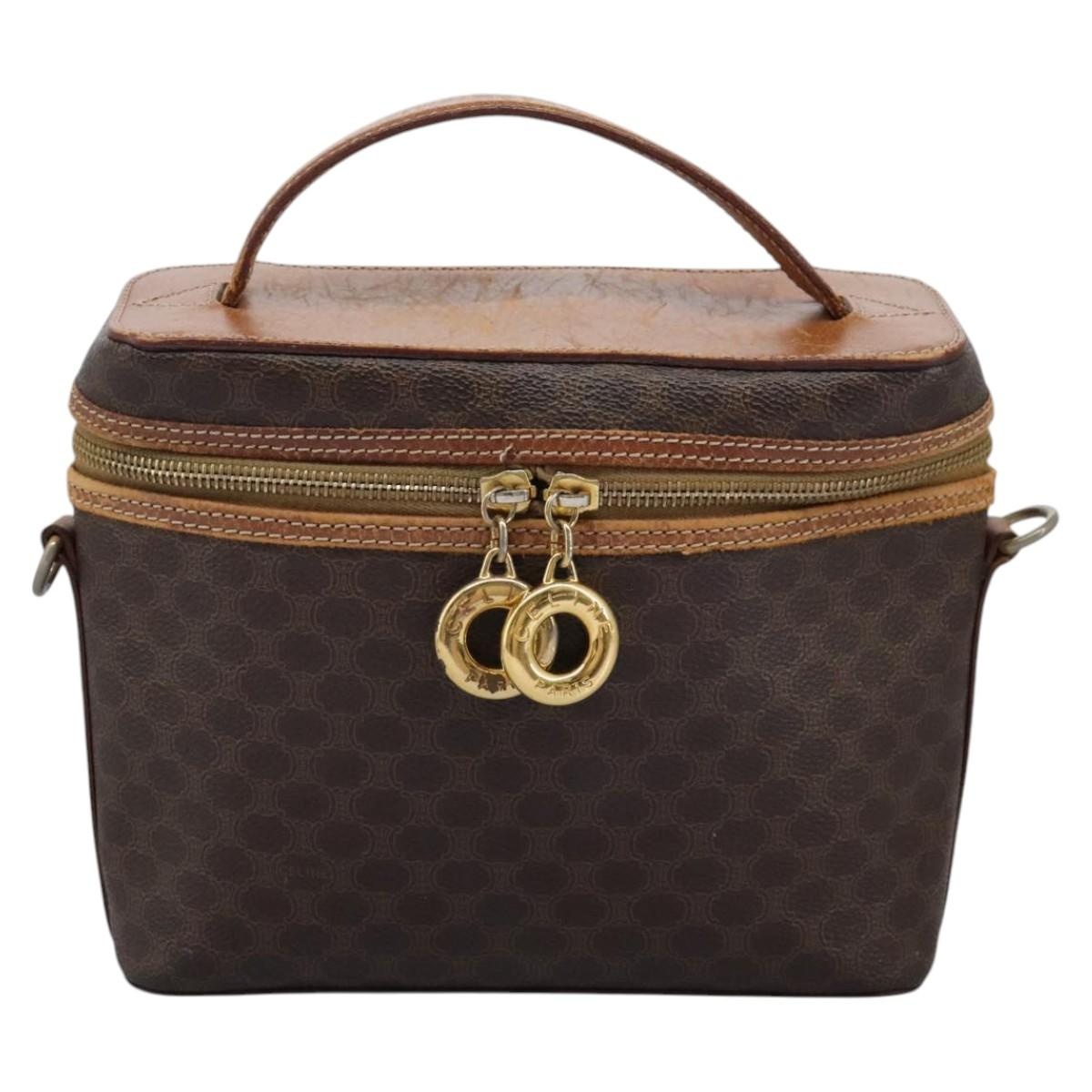 CELINE Macadam Canvas Vanity Hand Bag Pvc Leather Brown - 2