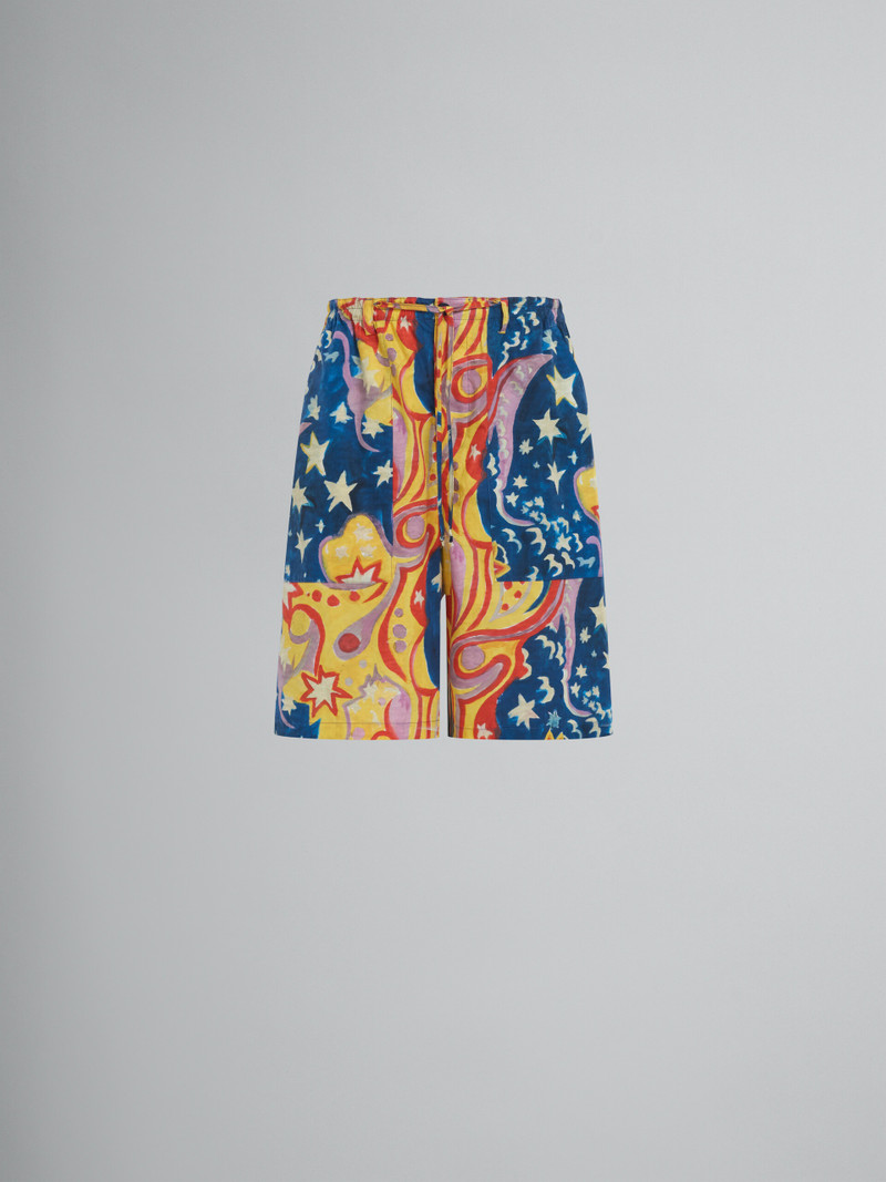 MARNI X NO VACANCY INN - POPLIN SHORTS WITH GALACTIC PARADISE PRINT. - 1