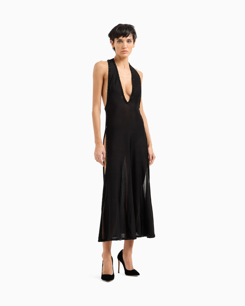 GIORGIO ARMANI Long viscose dress with embroidery outlook