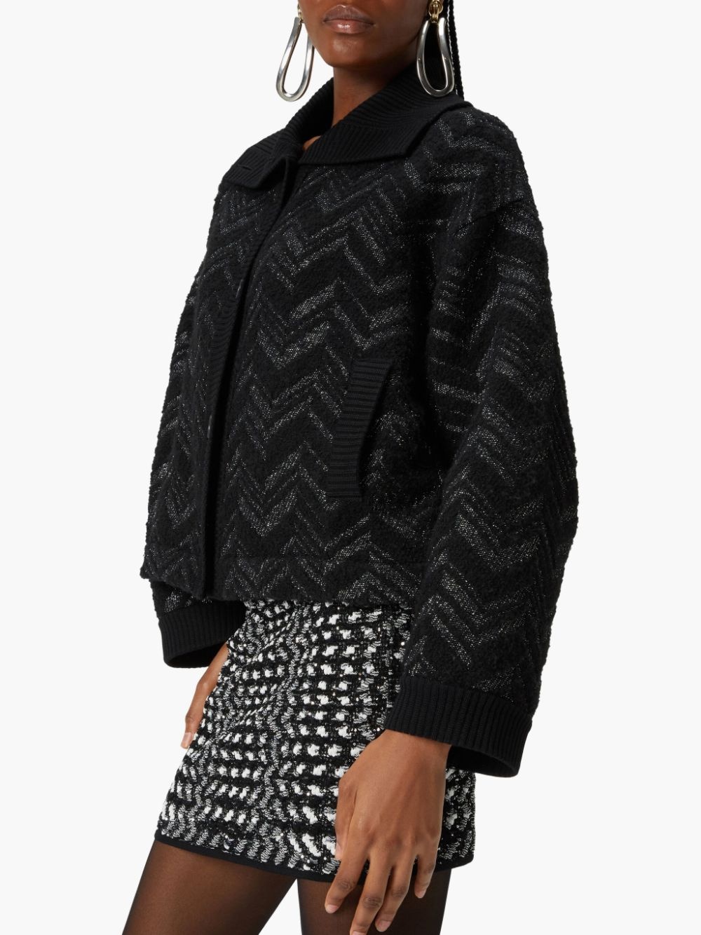 Zigzag lamé slub mini skirt - 4