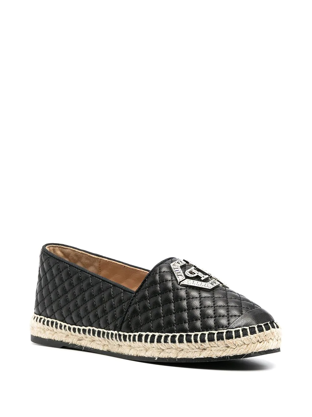 logo-plaque leather espadrilles - 2