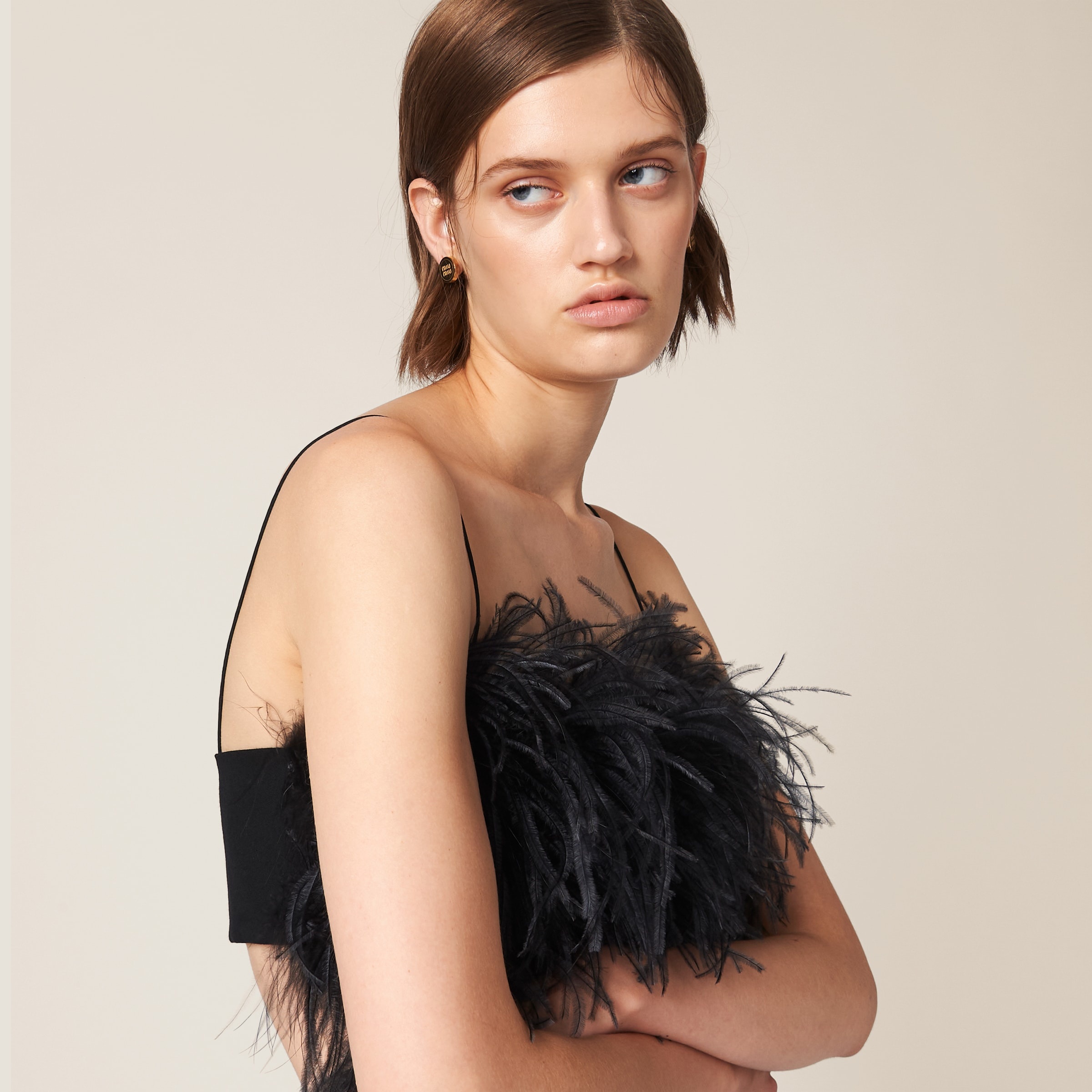 Feather-trimmed grain de poudre top - 5
