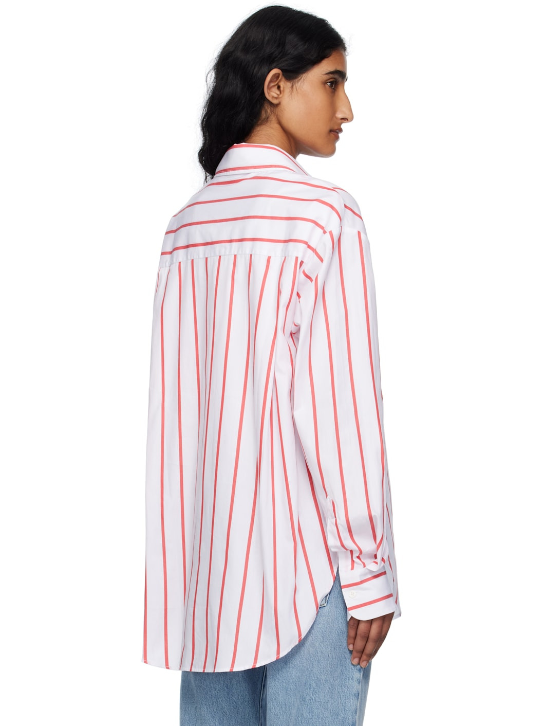 White & Red Lui Striped Cotton Shirt - 3