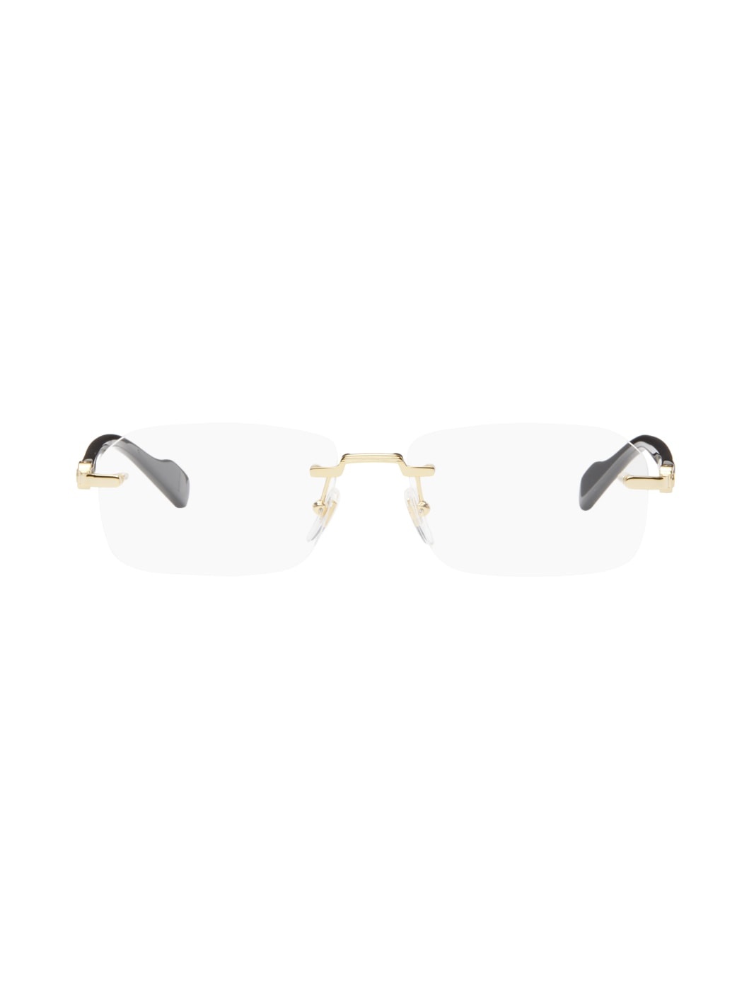 Gold & Black Rimless Rectangle Glasses - 1