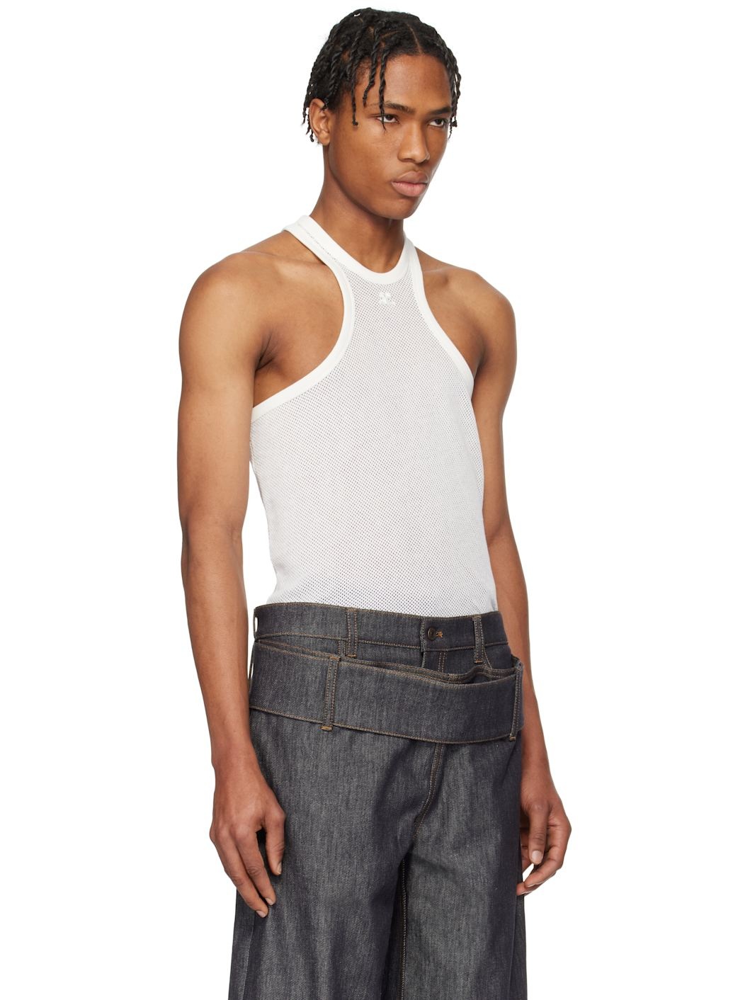 White Scuba Mesh Tank Top - 2
