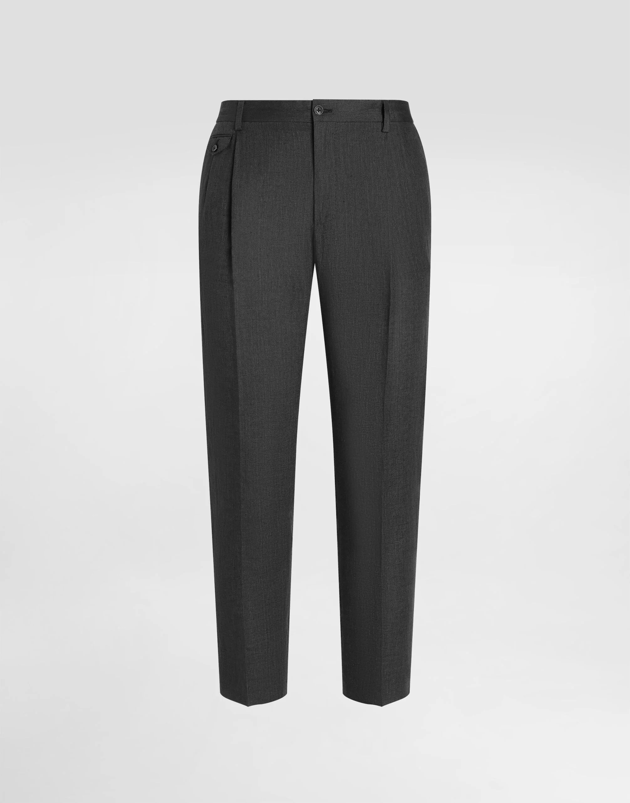 Washed linen canvas trousers - 1