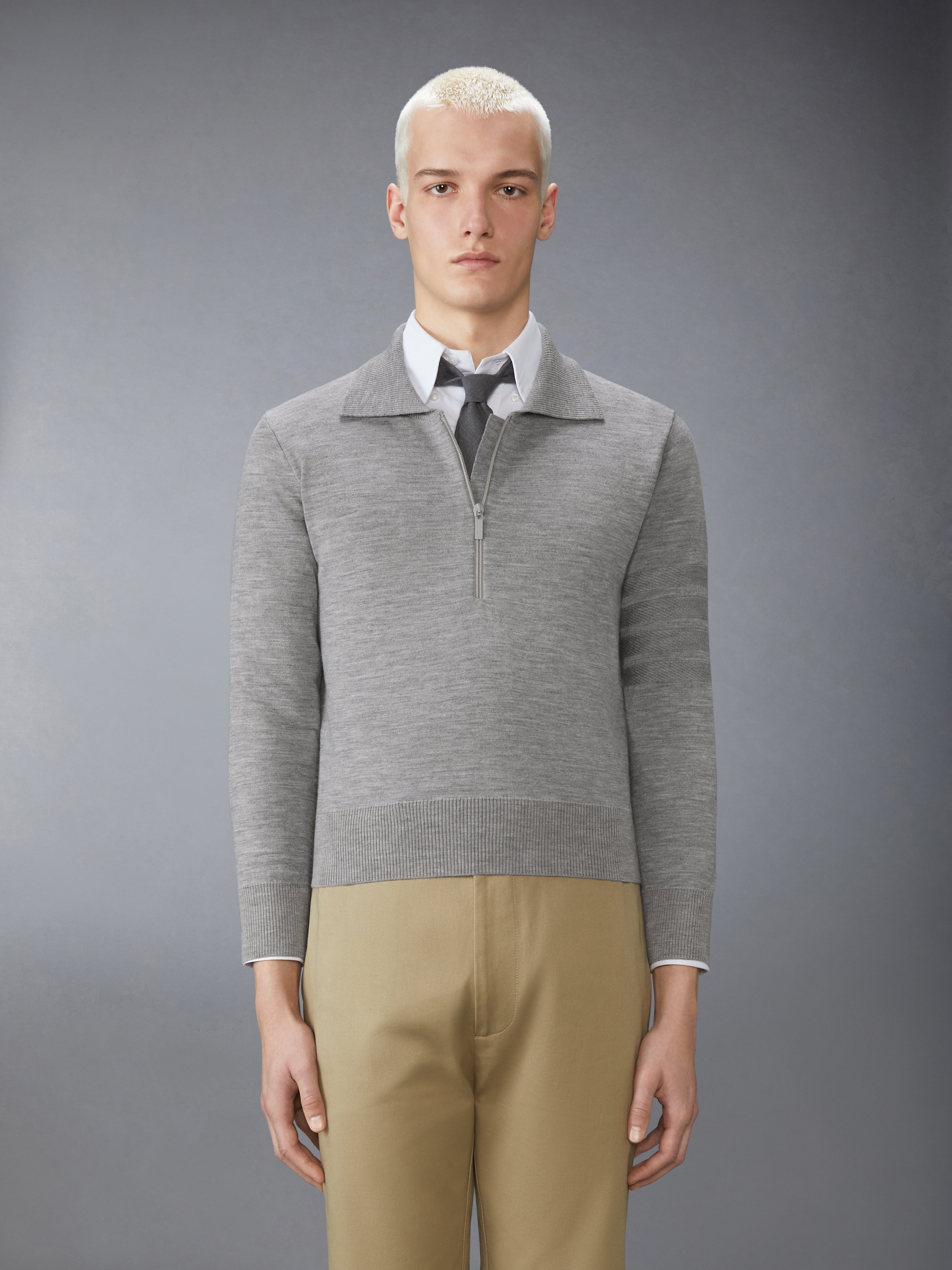 MERINO WOOL DOUBLE FACE 4-BAR HALF ZIP PULLOVER - 2