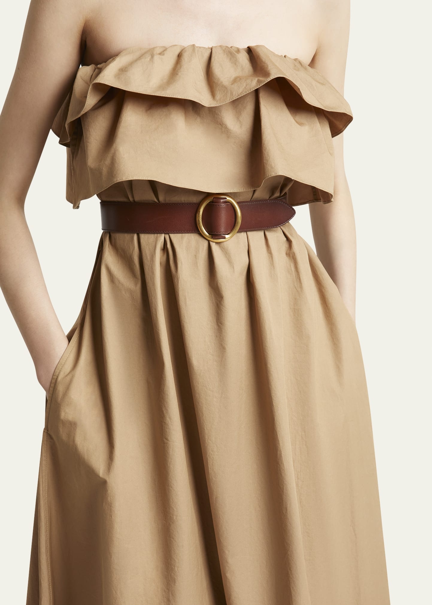 Long Strapless Ruffled Dress - 5