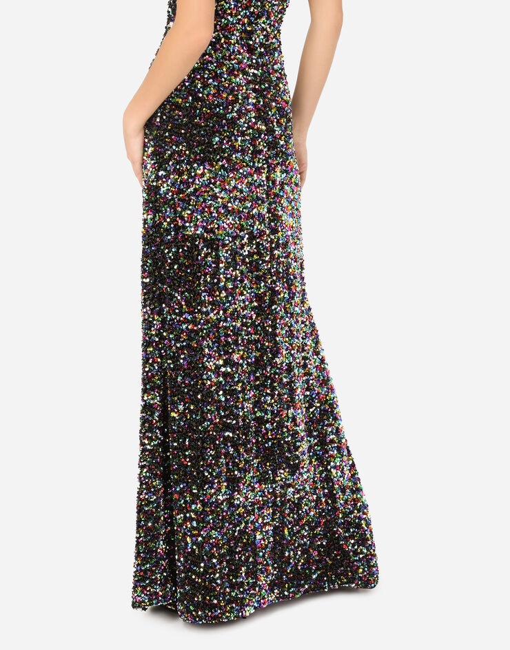 Long multi-colored sequined dress - 5