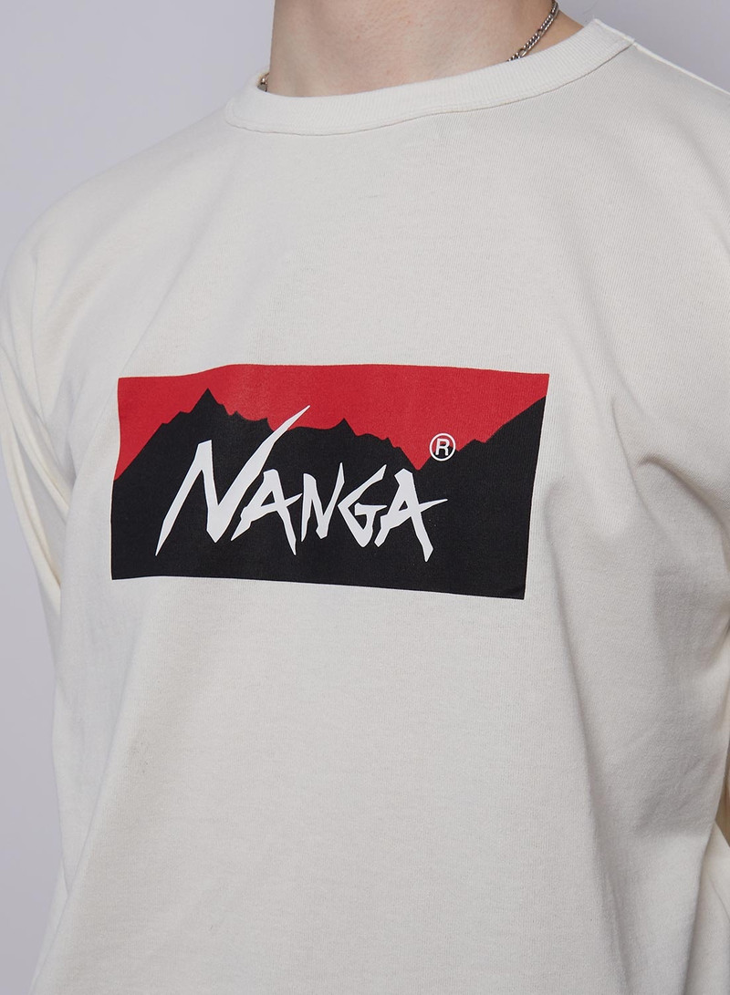 Nanga Eco Hybrid Box Logo Long Sleeve Tee in White 3