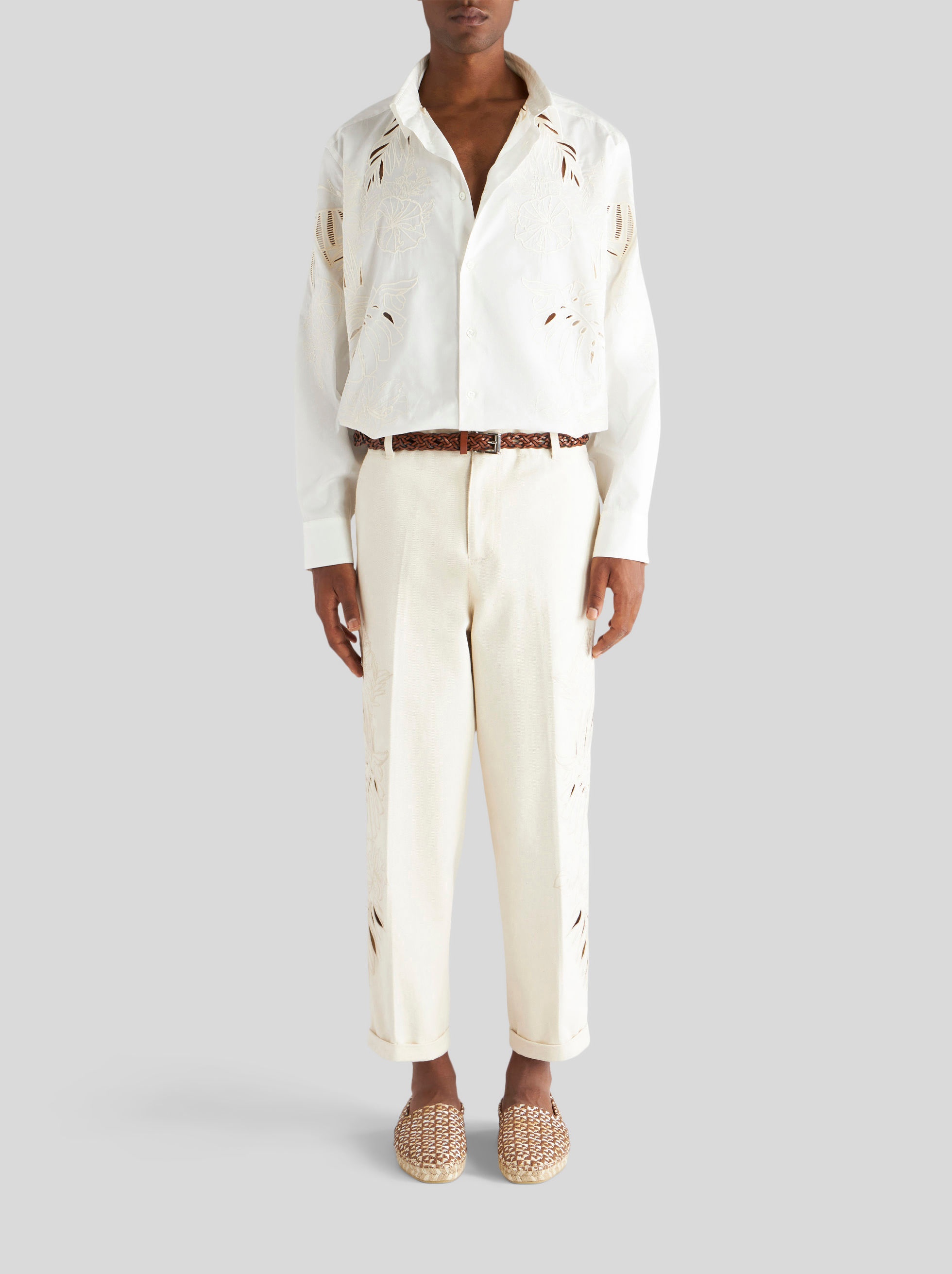 SAN GALLO AND FLORAL EMBROIDERY TROUSERS - 3