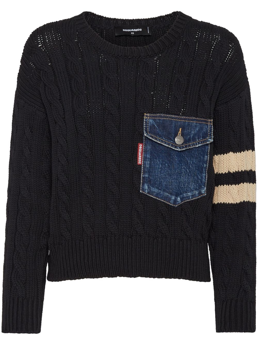 pocket cable-knit jumper - 1