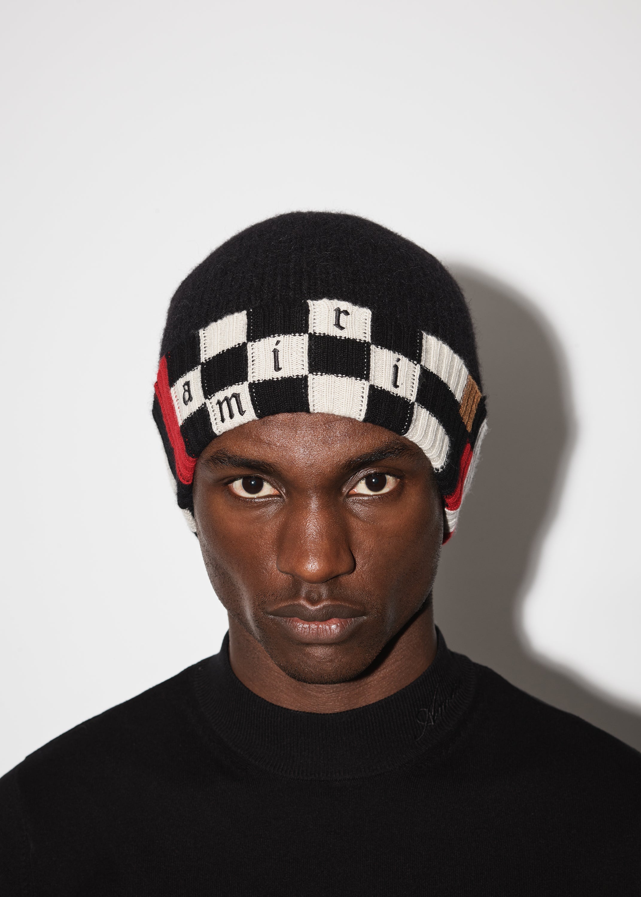 AMIRI CHECKERED LOGO BEANIE - 3
