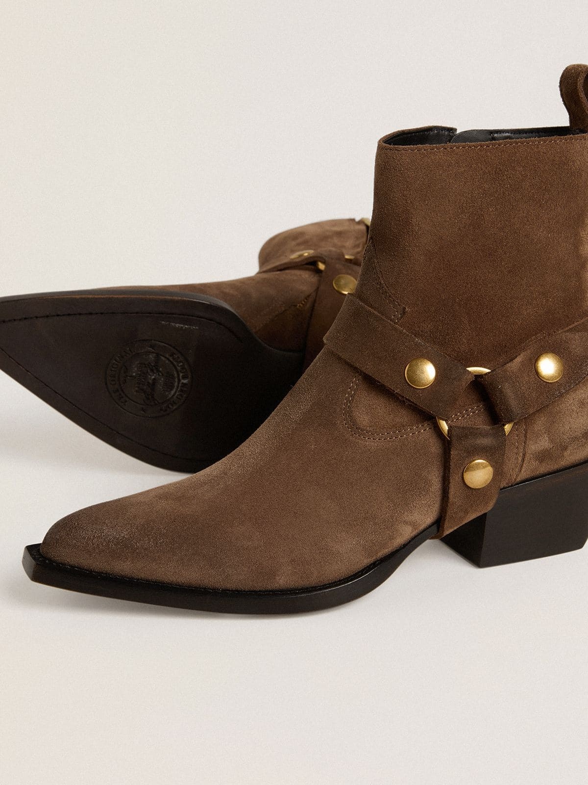 Low Debbie boots in dove-gray suede with removable buckle - 4