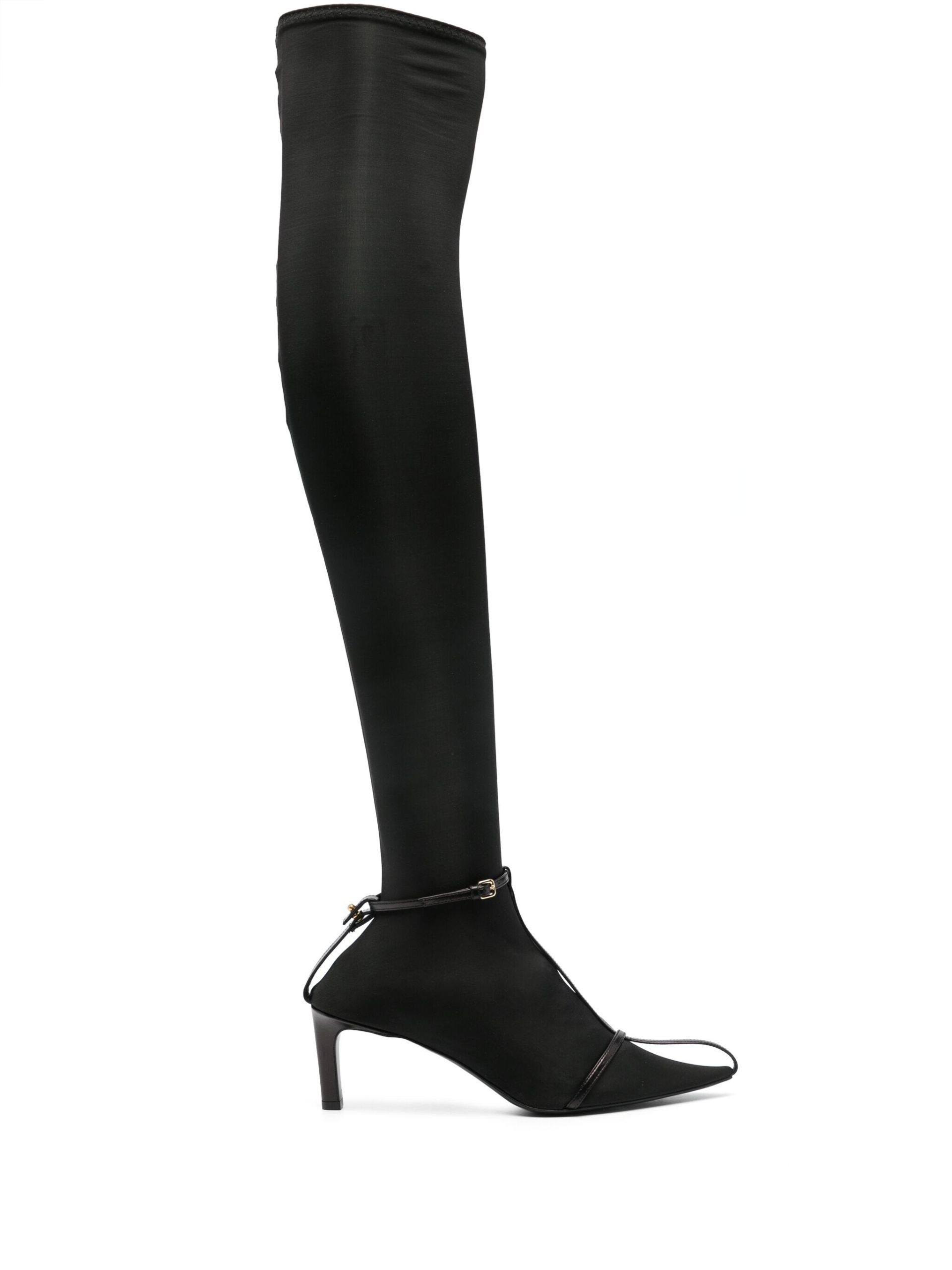 Black Knee-Length Sock Boots - 1