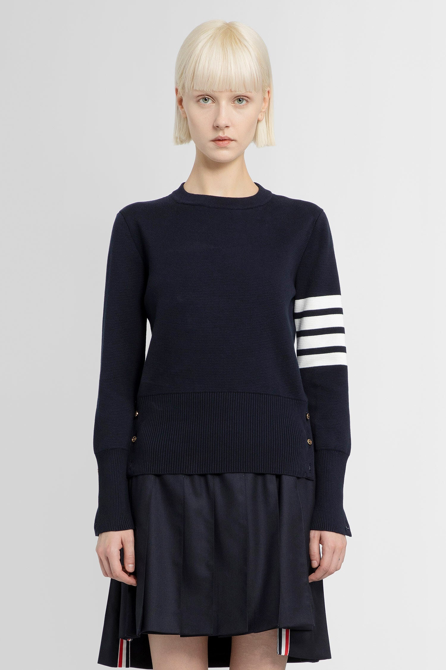 THOM BROWNE WOMAN BLUE KNITWEAR - 1