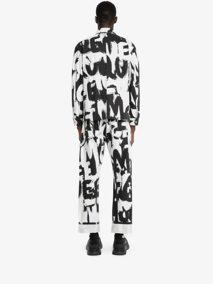 Mcqueen Graffiti Workwear Jacket in White/black - 4