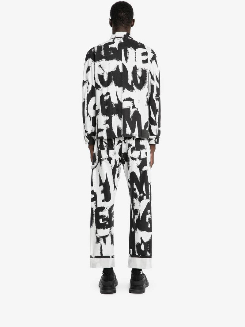 Mcqueen Graffiti Workwear Jacket in White/black 4