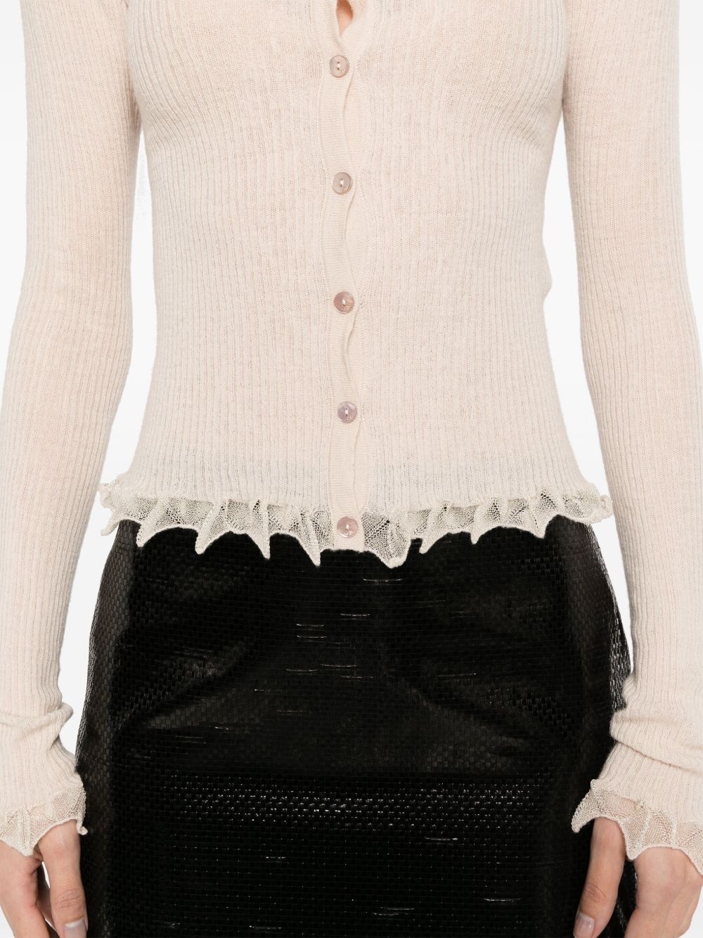 ruffled-trim cardigan - 5