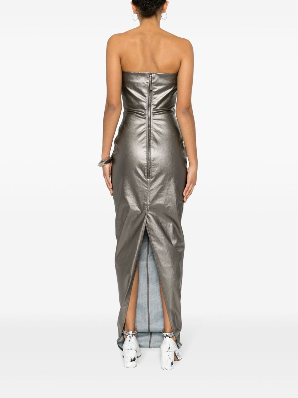 coated denim maxi dress - 4