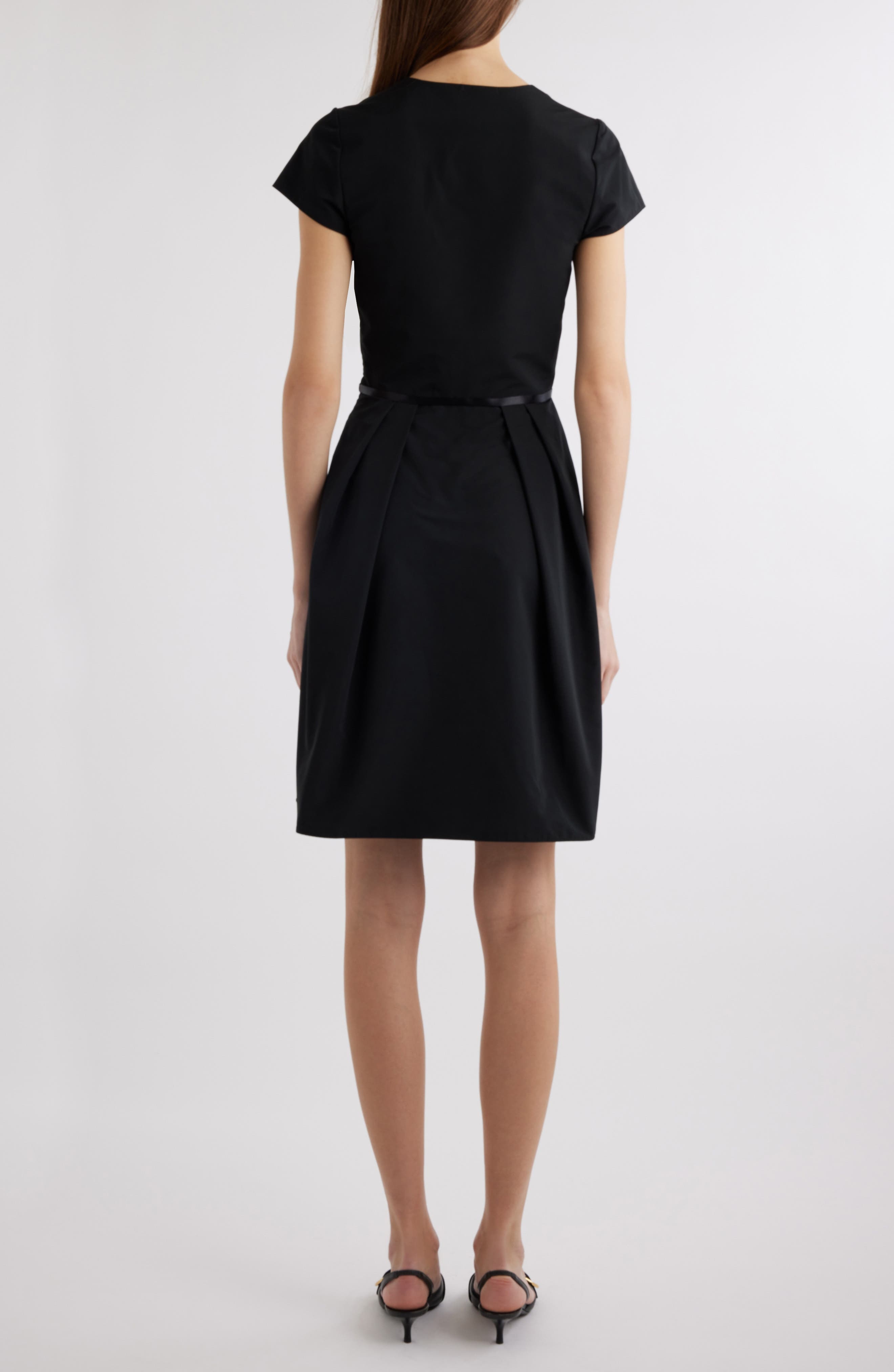 Short Sleeve Belted Fit & Flare Dress - 2