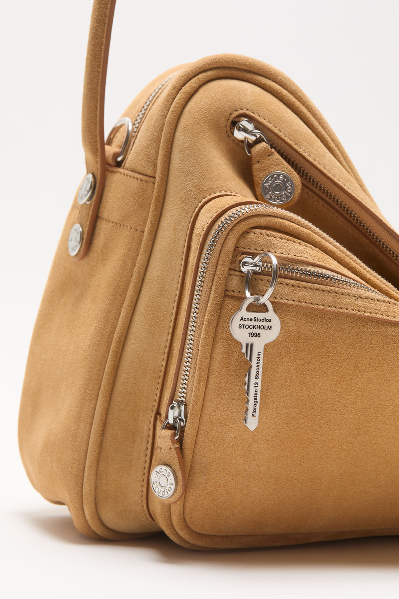Camero Camera Suede Shoulder Bag - Sesame beige 2