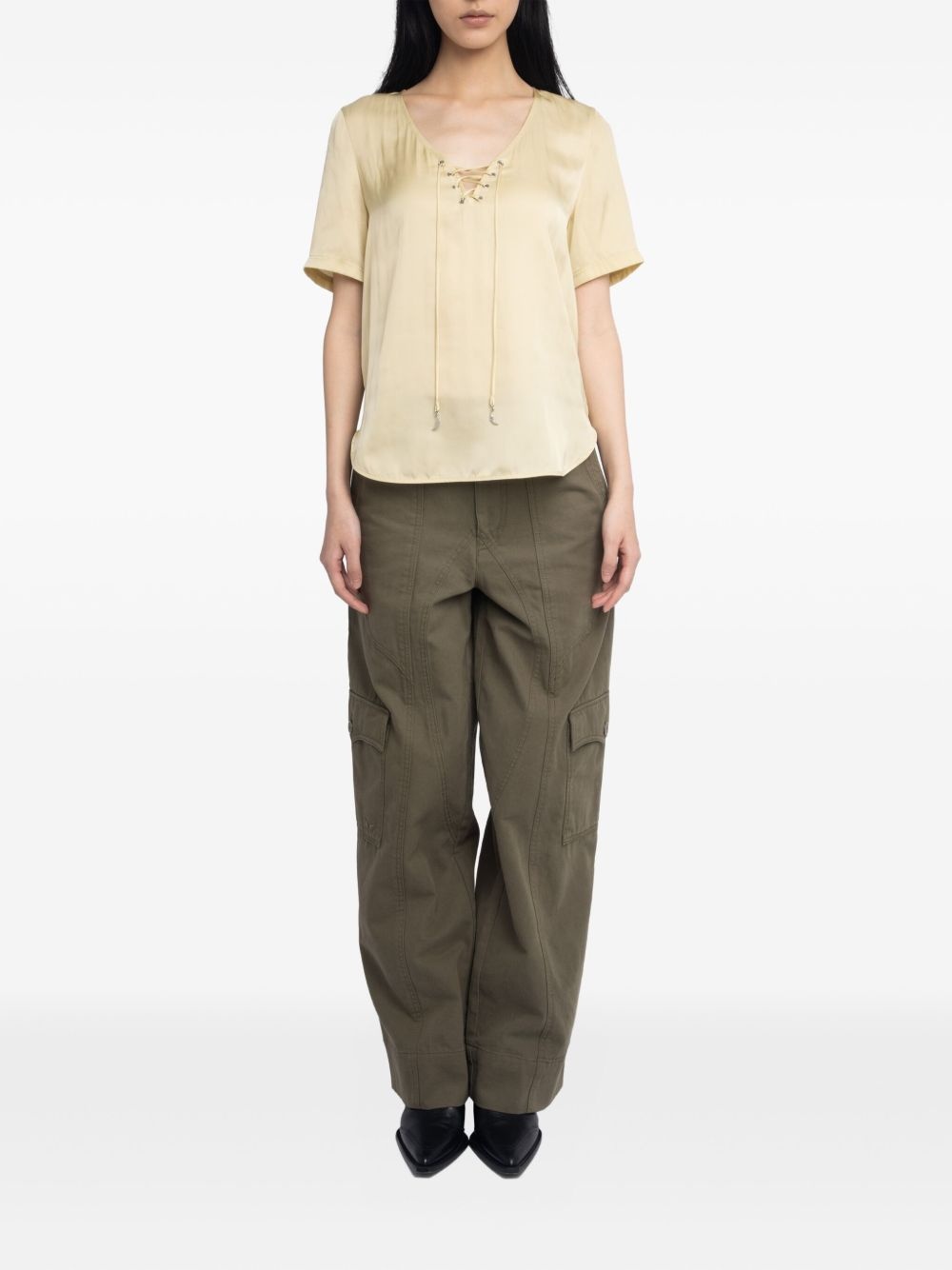 Terzo lace-up short-sleeved top - 2
