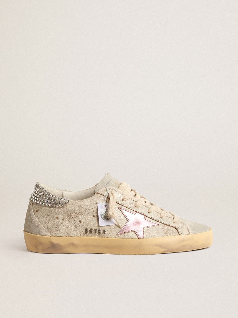 Super-Star LTD in ecru with Swarovski crystal heel tab - 1