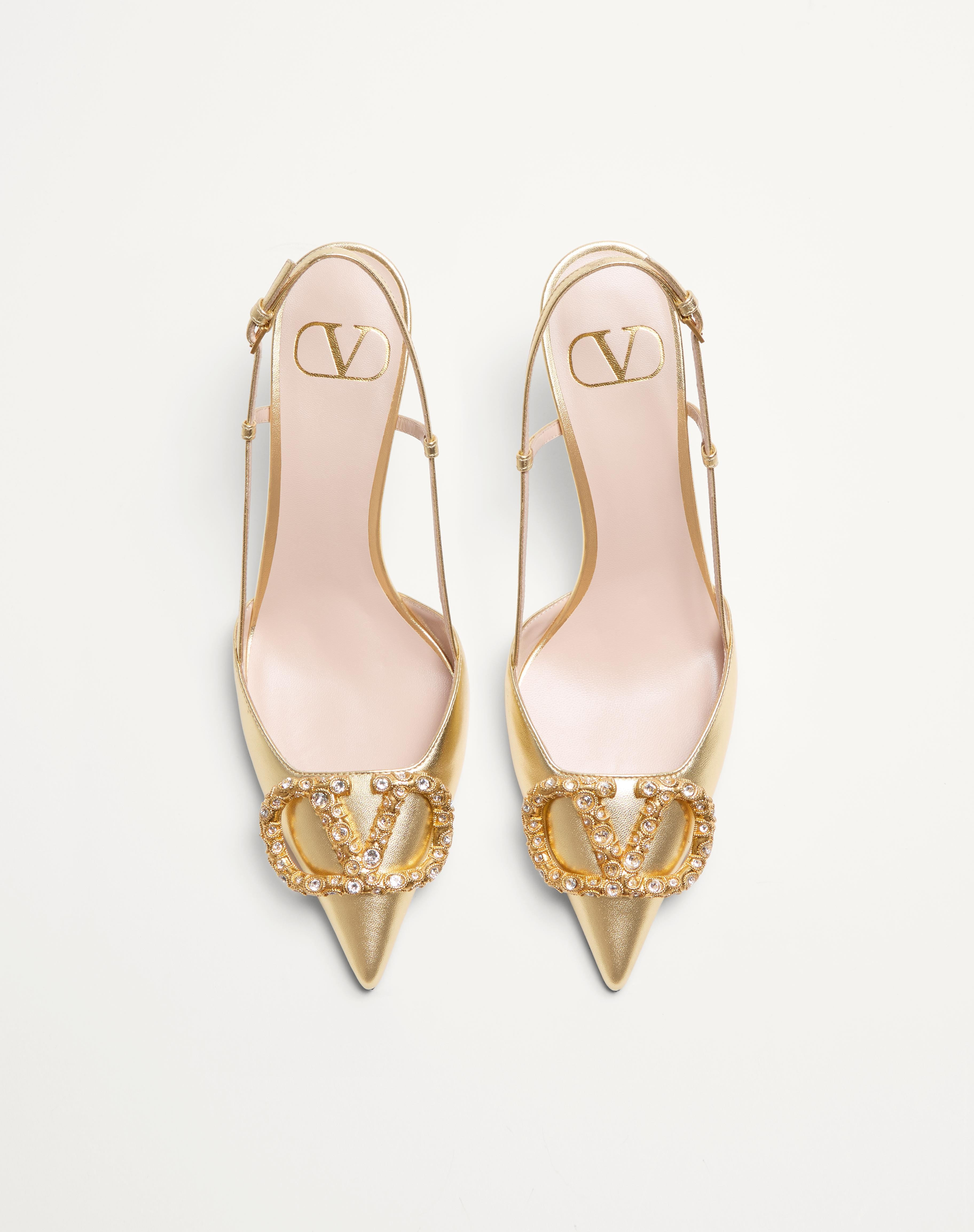 VLOGO SIGNATURE SLINGBACK PUMP IN LAMINATED NAPPA LEATHER 80MM - 5