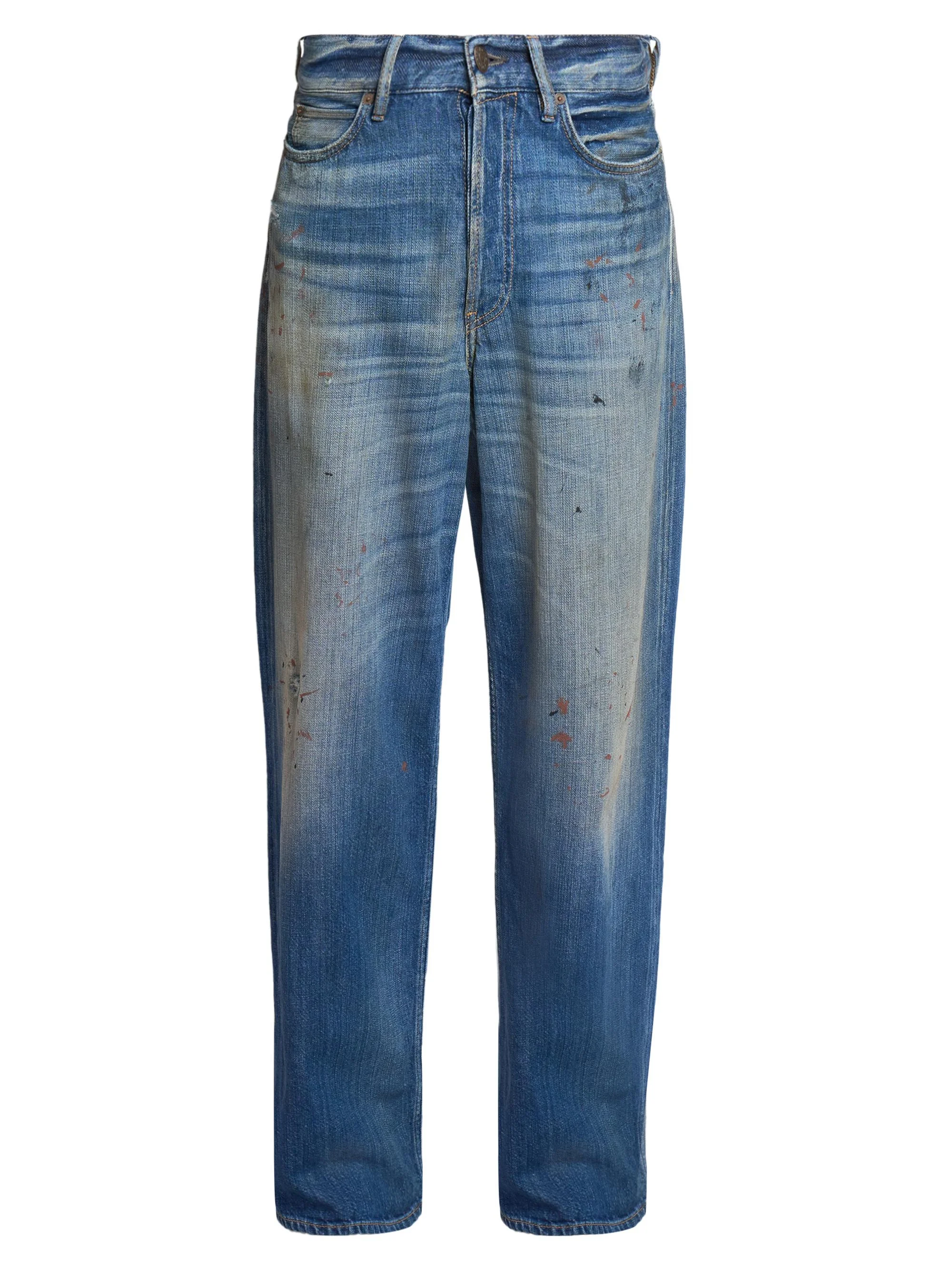 Men's Trafalgar Paint Splatter Straight-Leg Jeans - Mid Blue - 1