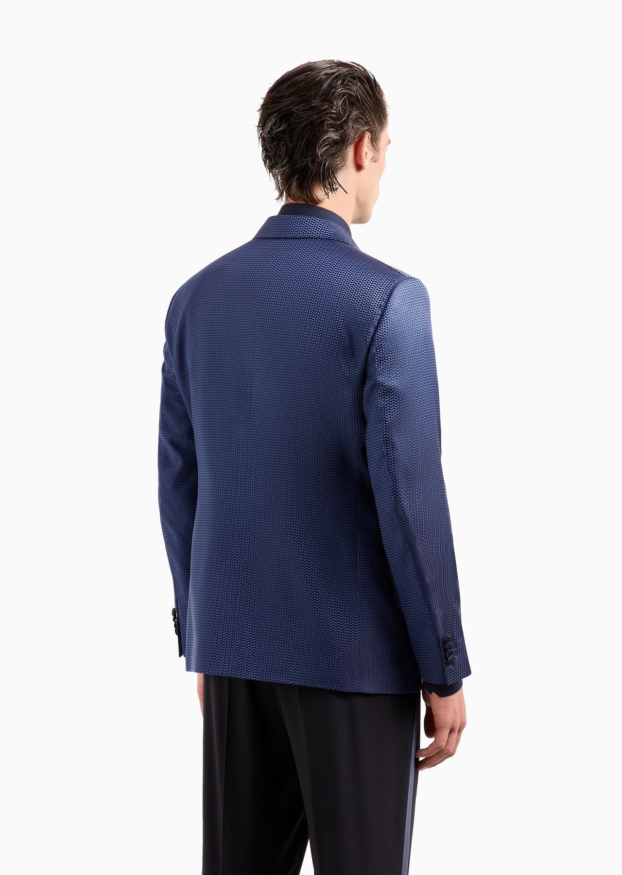 Soho line double-breasted tuxedo jacket in silk jacquard - 3