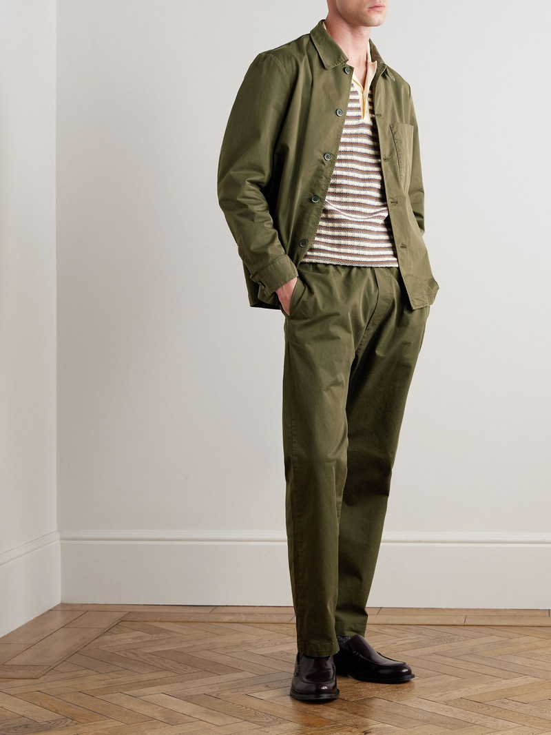 BARENA Bativoga Straight-Leg Cotton-Blend Poplin Trousers Green outlook