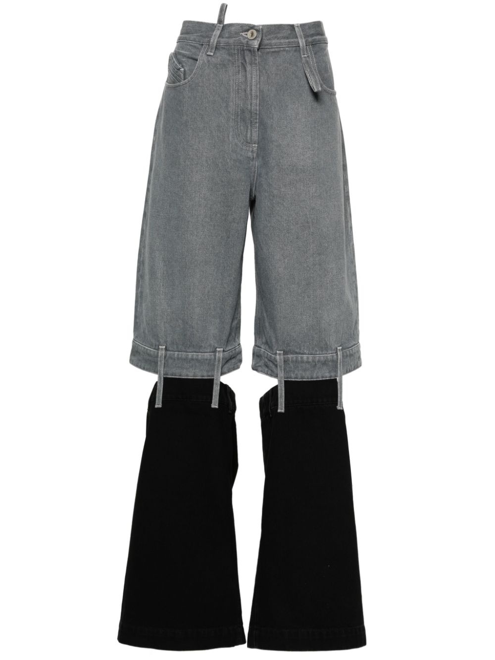 contrast-panel wide-leg jeans - 1