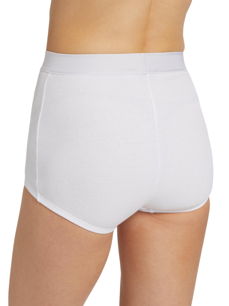 Women's Culotte High-Waisted Rib-Knit Boyshort - White 4