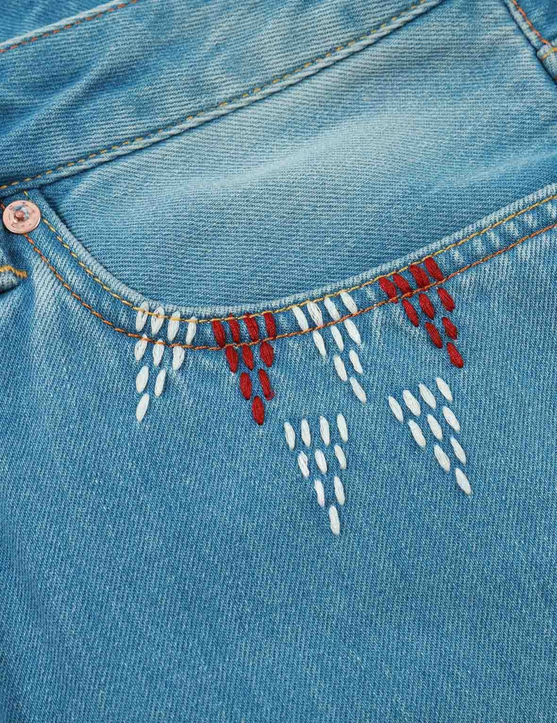 NOMADIC-PATTERN EMBROIDERED DAICOCK INSERT CARROT-FIT JEANS #2017 11