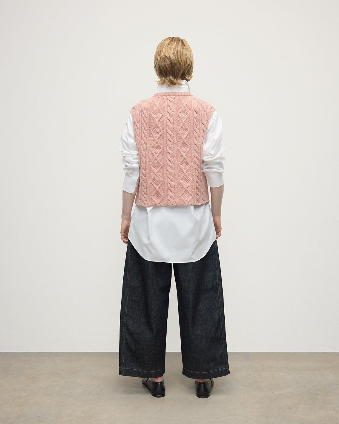 Aran Cable Pink Cashmere Tank - 4