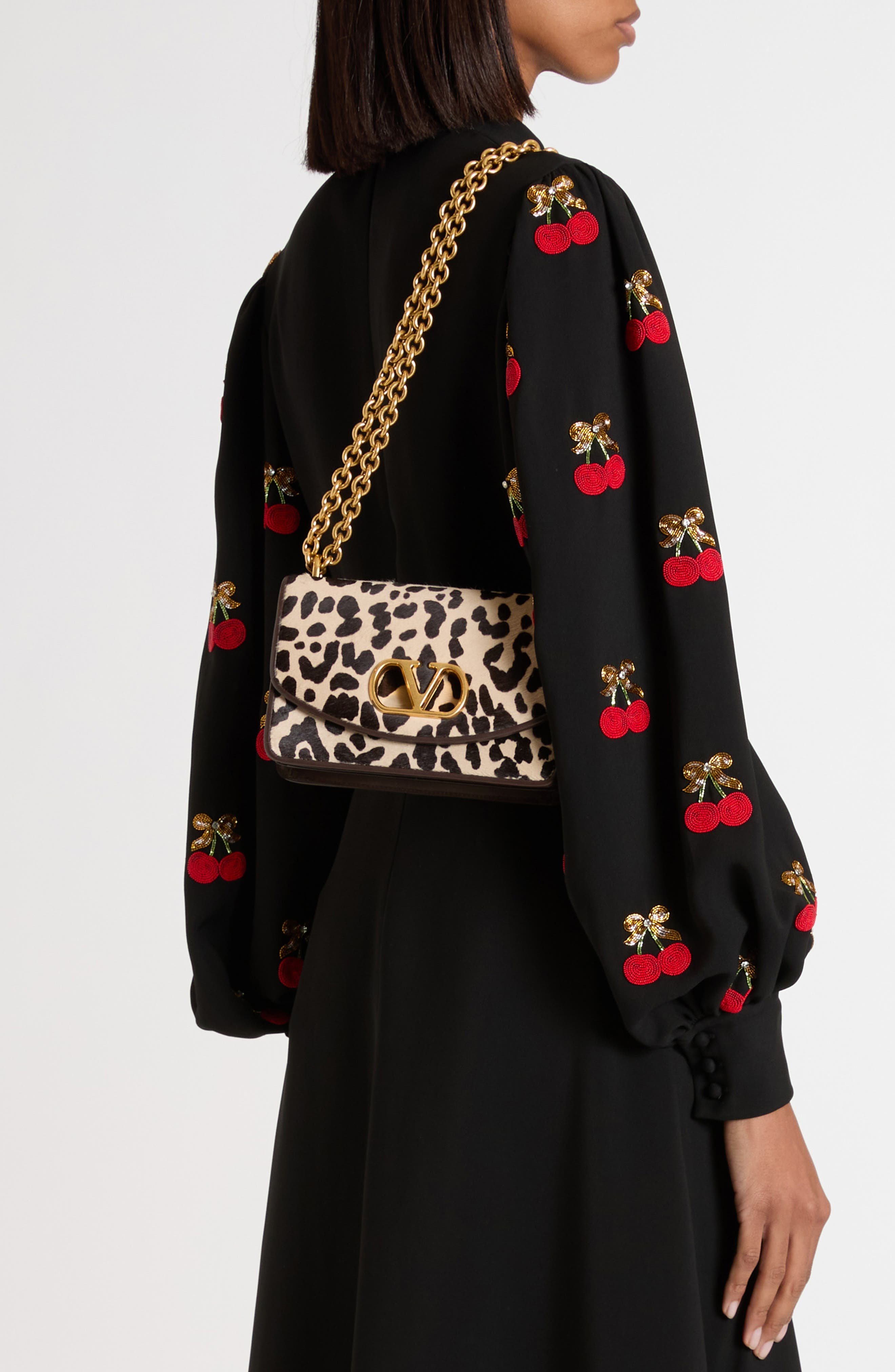 Valentino Garavani Small Vain Genuine Calf Hair Shoulder Bag in Naturale Testa Di Moro at Nordstrom - 2