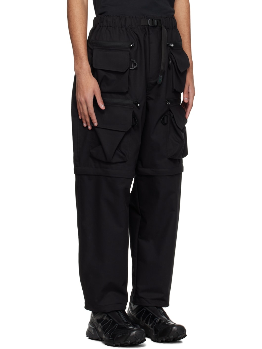 Black Multi-Pocket Cargo Pants - 2