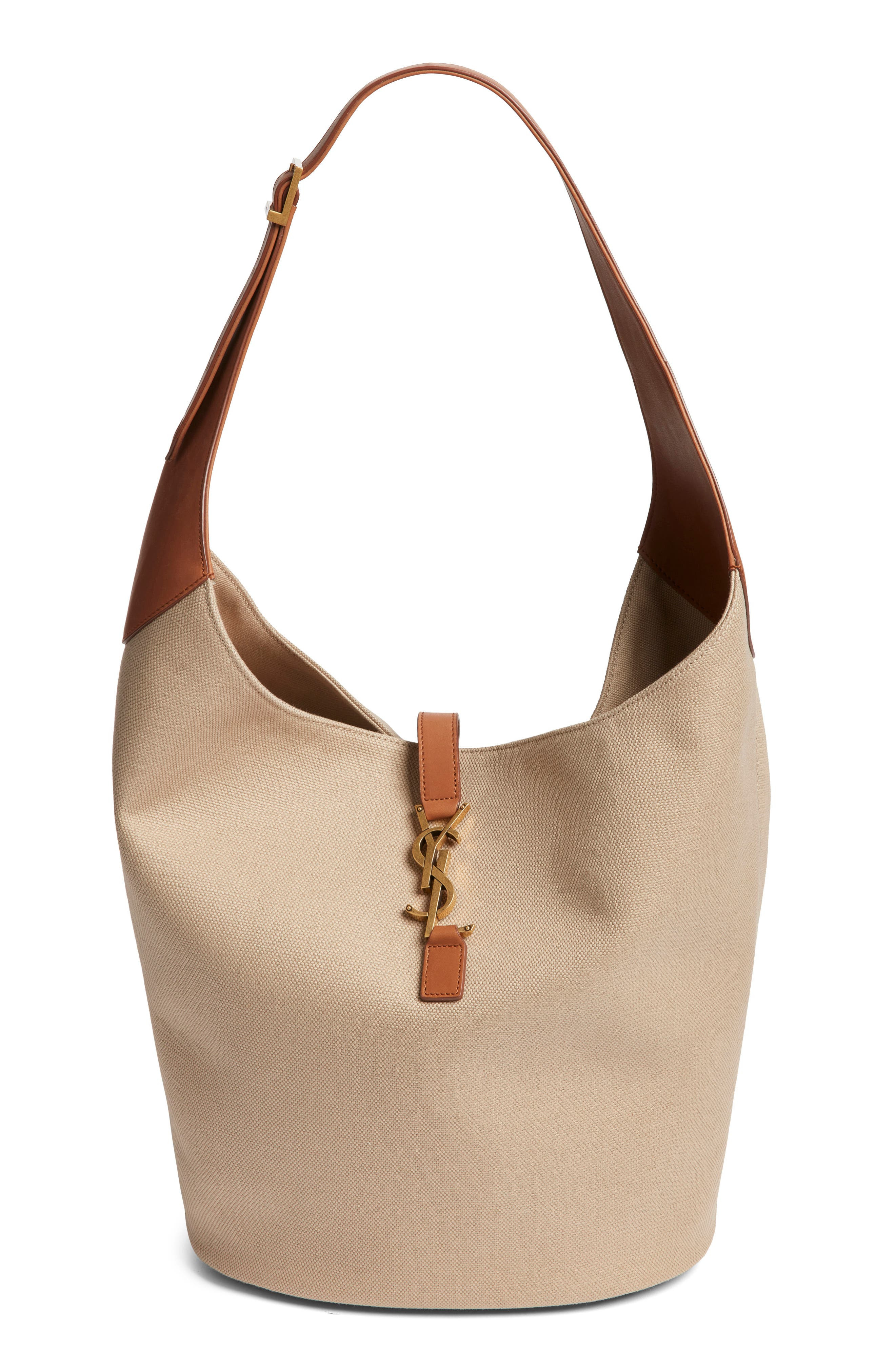 Saint Laurent Le 5 À 7 Canvas & Leather Hobo Bag in Desert Dust/Brick at Nordstrom - 1