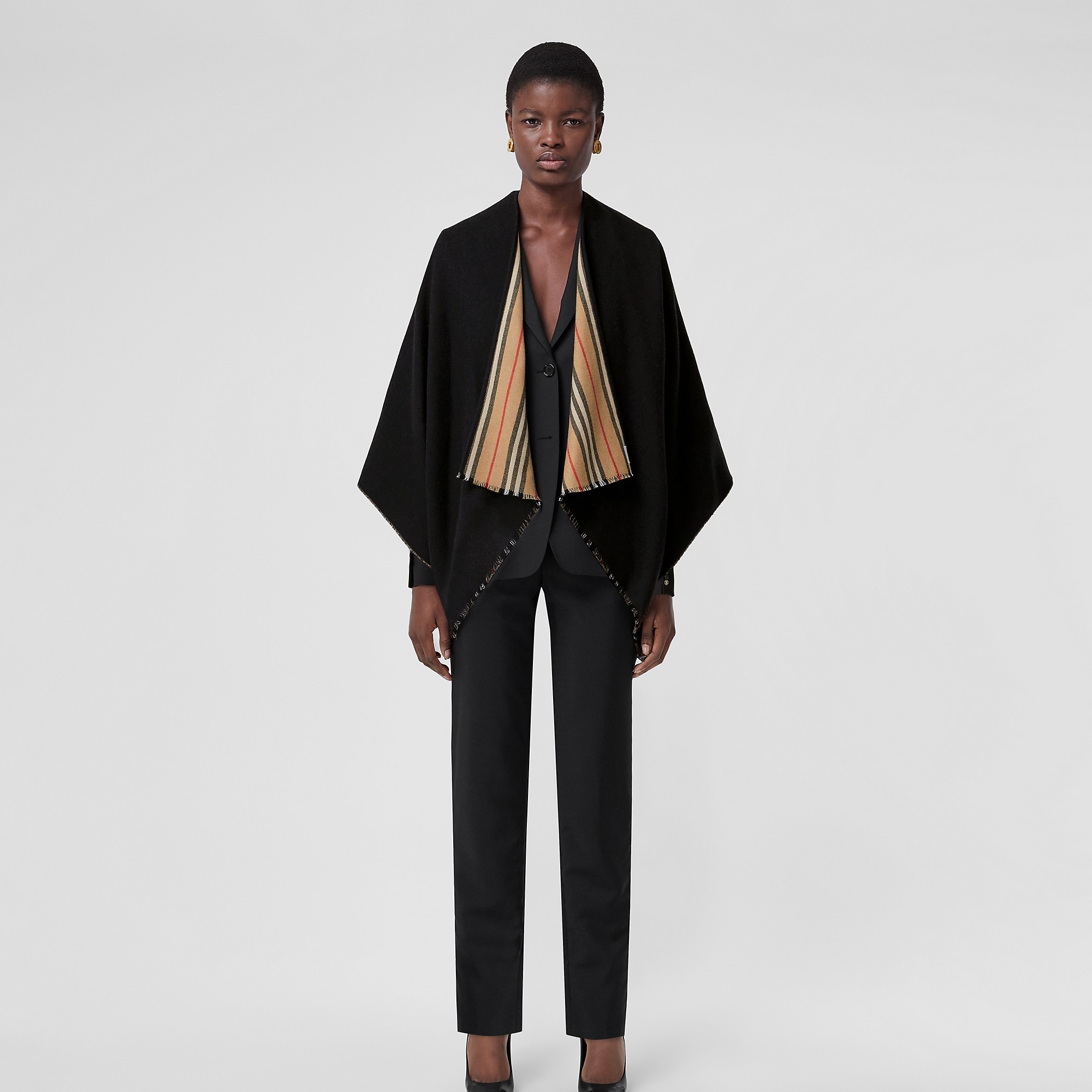 Reversible Icon Stripe Wool Cape - 2