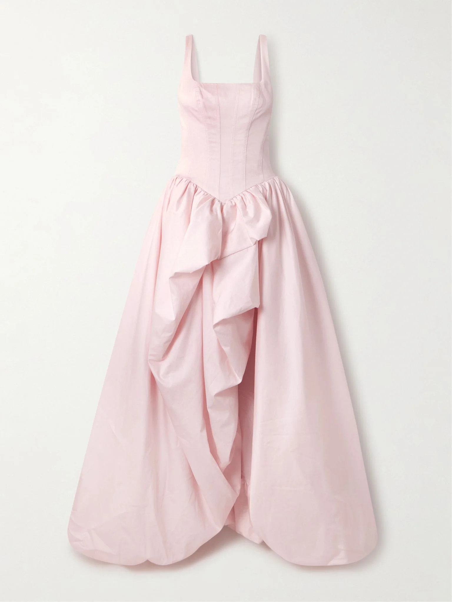 Alani asymmetric ruffled pleated cotton-twill gown Pink - 1