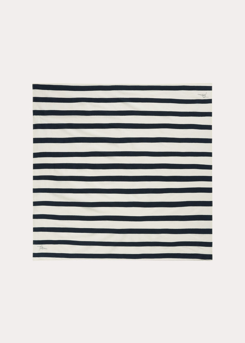 Drawn stripe cotton silk scarf dark navy 6