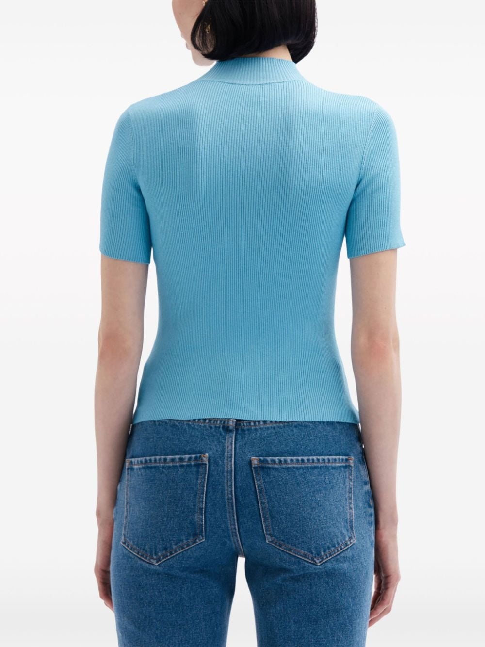 ribbed-knit silk-blend top - 4