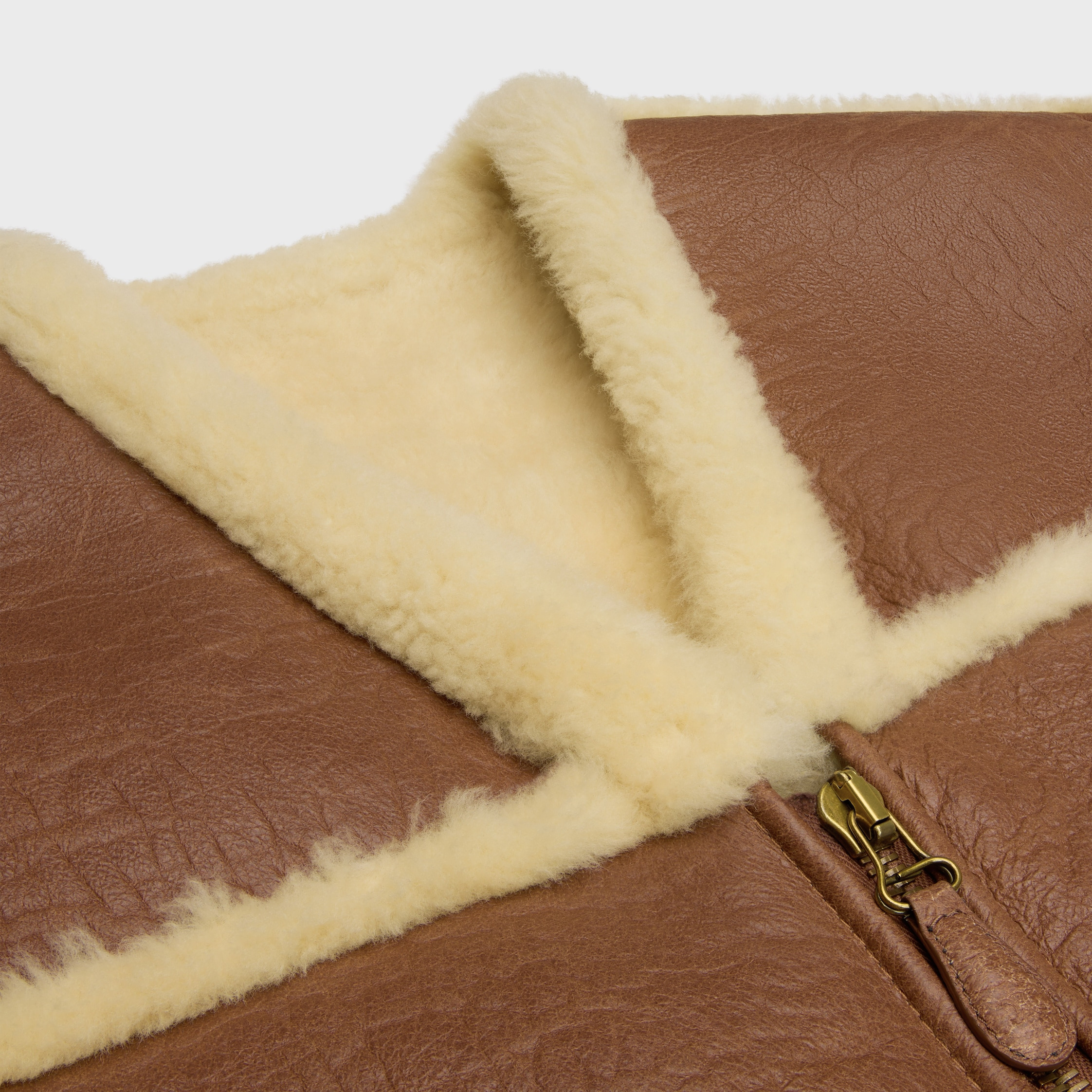 vintage-finish vest in shearling - 3