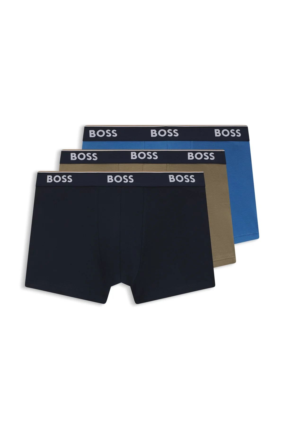 THREE-PACK OF LOGO-WAISTBAND TRUNKS IN STRETCH COTTON - 1