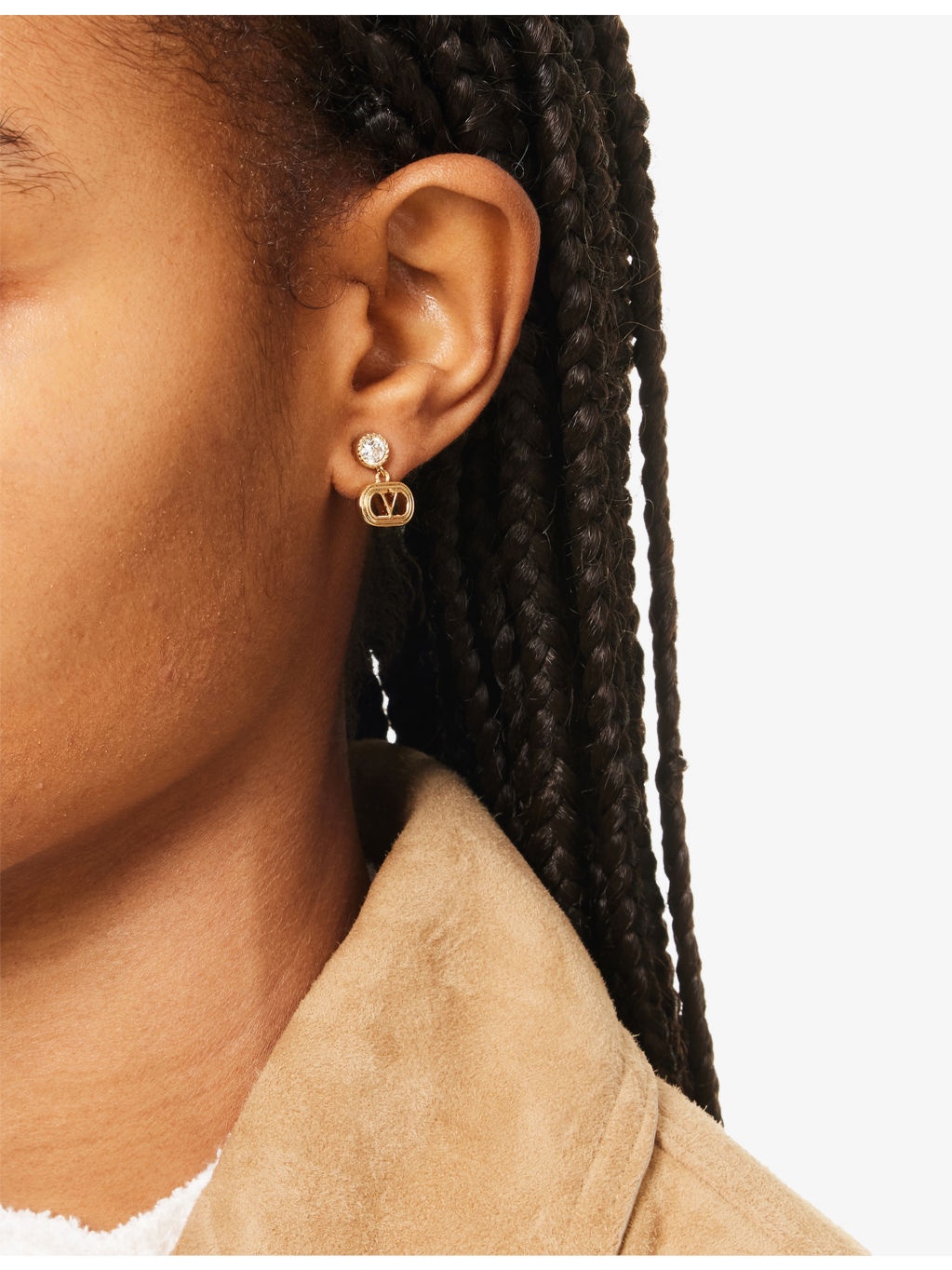 Ovalette Gold-Plated Brass and Crystal Earrings - 2
